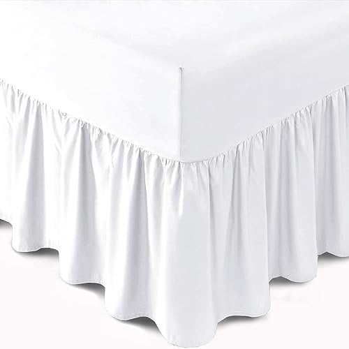 Gaveno Cavailia Luxury Non-Iron PERCALE VALANCE Sheet, Poly-Cotton, White , King
