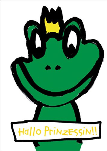 Kartenkaufrausch Romantische Grusskarte mit Froschkönig: Hallo Prinzessin • auch zum direkt Versenden mit Einleger • edle Grußkarte mit Umschlag zum gratulieren