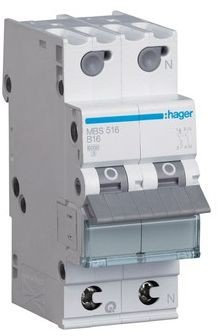 Hager Disjoncteur 1 pôle + N 6 kA Courbe B 16 A Quick Connect mbs516