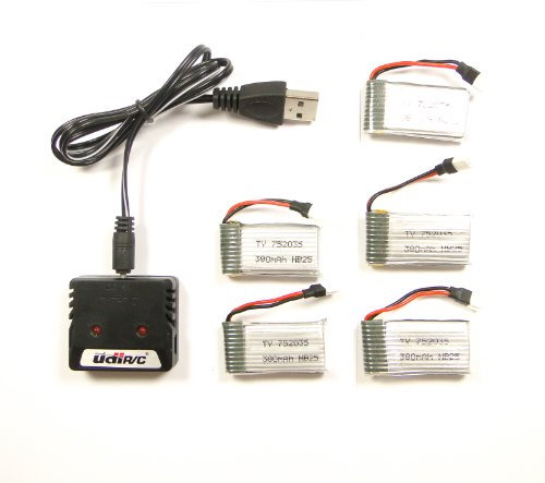 efaso Accesorios Hubsan X4 H107 – Accesorios Sets: A Elegir. (5 x 380ER batería + Caja de Carga)