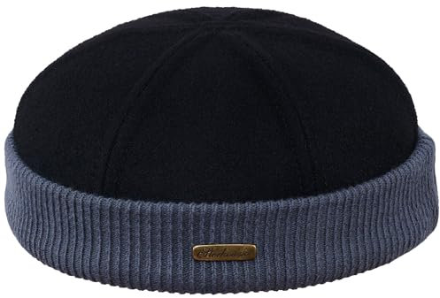 Sterkowski Navy Watch | Wolle Beanie Kappe für Herren und Frauen | Docker Cap Leon der Profi Beanie Herren Fahrrad Mütze Kapitänsmütze Herren Wintermütze Herren 56 cm Schwarz/Grau