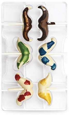 Decora 0050080 Stampo Professionale Cioccolatino Baffi, 6 Cavità, da 40 a 65 x h 10 Mm, In Policarbonato, Ideale per Realizzare Cioccolatini Lucidi e Croccanti, Design Professionale, Made in Italy