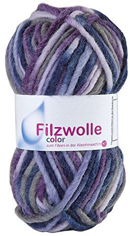 Gründl Wolle Filzwolle Color zum Stricken und Filzen - Wolle zum Stricken aus 100% Schurwolle - 1 x 50 g - steingrau-lila-Flieder Multicolor