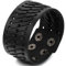 JewelryWe Schmuck 3,5cm Breite geflochten Kunstlederband, Unisex Legierung Armband, Armreif, Schwarz