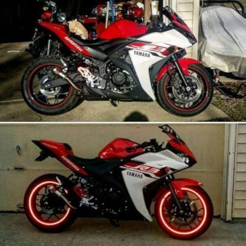 StickersLab – Streifen für Motorrad, selbstklebend, reflektierende Felgen, 3 MTM Streifen für Rad, 7 mm x 6 m, Rot