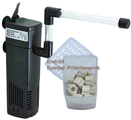 Aquarium Nano-Innenfilter 3,5W,200L/h f. Becken10-30L, Spez.Filterkeramik+Kohle