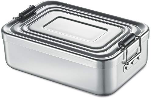 Küchenprofi Lunchbox aus Aluminium | für Erwachsene und Kinder | Brotdose mit Fächern, verstellbar | mit Silikondichtung | 23 x 15 x 7 cm | silber