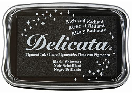 Tsukineko Delicata Stempelkissen-Schwarz, Black Shimmer-Groß-Wasserbasis, Wasserfest-Embossing, 9,9 x 6,8 x 1,9 cm