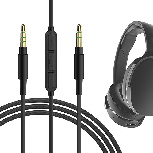Geekria QuickFit Cable de Audio con Micrófono Compatible con Skullcandy Hesh 3, Hesh 2, Crusher, Grind Auriculares, 3.5mm Cable Estéreo de Repuesto con Micrófono en línea y Control de Volumen(1.2m)