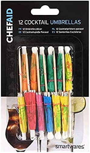 Chef Aid Cocktail Umbrella, Set of 12 Cocktail Umbrellas for Brightening up any party or celebration Drinks, Each Umbrealla has a bright colourful design, Perfect for Cocktail Parties