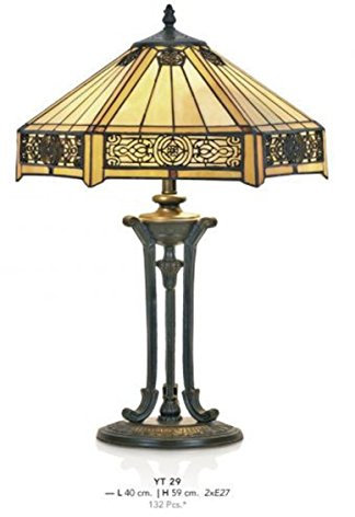 Casa Padrino Tiffany Tischleuchte Durchmesser 40cm, Höhe 59cm Mod11 Mosaik Leuchte Lampe Hockerleuchte Art Deco Jugendstil