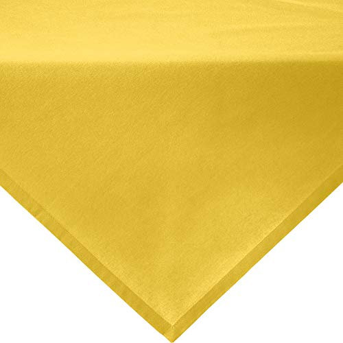 REDBEST Mitteldecke, Tischdecke Uni Seattle, 100% Baumwolle gelb Größe 100x100 cm - Robustes, glattes Gewebe, mit hochwertigem Kuvertsaum