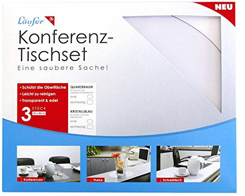 Läufer 32642 Tischset, durchsichtige Unterlage 25x30 cm, rechteckig, transparent quarzbraun, für Kaffeegedecke, Blumenvasen, Kaffeevollautomat, für Konferenzräume, Empfang, Büro und Küche