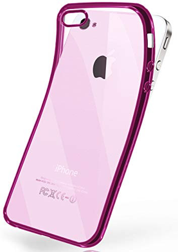 MoEx Cover in Silicone Trasparente Compatibile con iPhone 4s / iPhone 4 | Bordo Metallizzato, Rosa