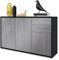 Vladon Sideboard Ben V3, Kommode mit 3 Türen und 2 Schubladen, Schwarz matt/Avola-Anthrazit (117 x 74 x 36 cm)