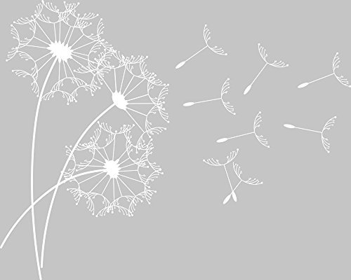GRAZDesign Wandtattoo Pusteblume groß Wohnzimmer Schlafzimmer Aufkleber Wandaufkleber - 71x57cm / 010 weiss