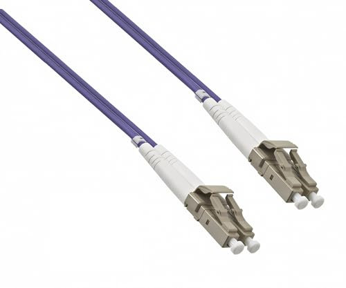 DINIC LWL Kabel OM4, Patchkabel LC/LC Lichtwellenleiter Multimode (1m, violett)
