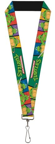 Buckle-Down Lanyard-1.0-Classic TMNT Group Pose3/Tmnt Logo Green/Mu Chaîne de clé, Multicolore, Taille Unique Mixte
