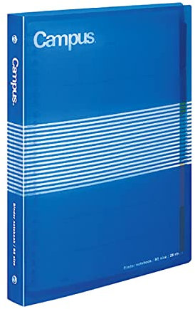 Kokuyo Campus RU-P334NB - Raccoglitore a diapositive con strisce trasparenti, tipo medio, formato B5, 26 fori, fino a 100 fogli, colore: blu