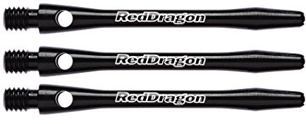 RED DRAGON Laser Etched Aluminium Medium Black Dart Shafts (4 Sets per Pack)