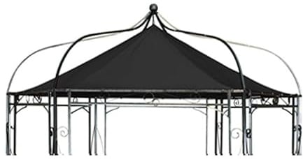 CLP Ersatzdach Für 6-Eckigen Pavillon | Textil-Dach Pavillon Manley + Dudley | Wetterschutz Für Garten-Pavillon, Farbe:schwarz