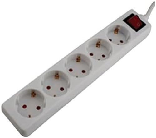 UNITEC Regleta con 5 enchufes e Interruptor, 3 m, Color Blanco