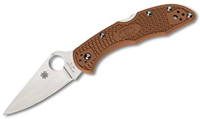 Spyderco C11FPBN Unisex – Erwachsene Taschenmesser Delica Flat Ground Braun, 17.5