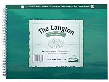 Daler-Rowney The Langton CP Watercolour 300gsm 20 x 16in Paper 12 Sheets | Cold-Pressed Watercolour Paper, Spiral Pad, Natural White Sheets, For Professional Artists