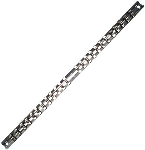 Alkan 1/4 Nusshalter 420 mm Steckschiene 24 Clips | Aufsteckschiene/Klemmleiste mit 24 verschiebbaren Clips für 1/4 Vierkant-Nüsse, Ordnung für Stecknüsse