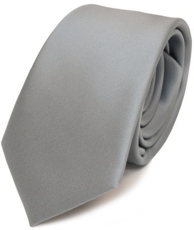 TigerTie Herren Krawatte 6 cm schmale Satin Tie in grau hellgrau silber einfarbig uni Business, festliche Veranstaltungen und Freizeit