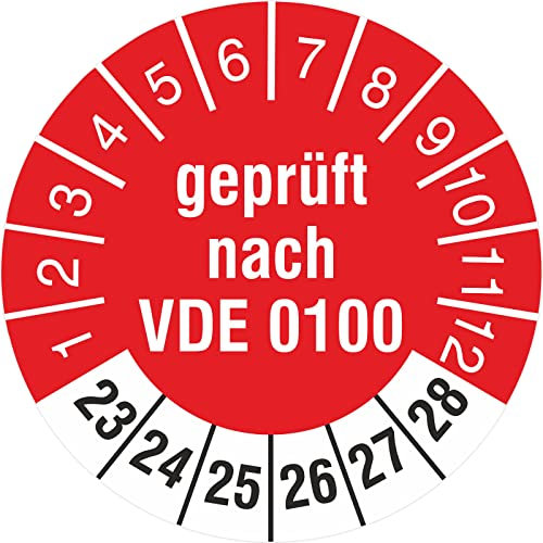 100 Stück Prüfplaketten 30 mm Prüfetiketten Geprüft nach VDE 0100 2023-2028 Rollenware stark haftend