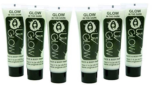UV Glow Lot de 24 Tubes de Peinture Phosphorescente Transparente pour Le Visage et Le Corps 24 x 10 ML Phospho