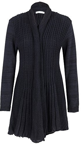 Missmister Long Cardigans for Women - Plus Size – Crochet Boyfriend Waterfall Cardigan – Chunky Knit Ladies Cape Jacket – Open Front, Premium Quality (24-26 Plus, Black)