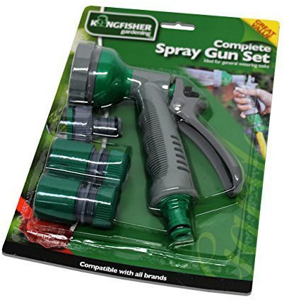 Kingfisher Complete Spray Gun Set for Hose. 4 Connections included. Ideal for General Watering Tasks
