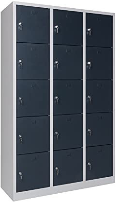 furni24 Schließfachschrank Schließfach Wertfachschrank Personalschrank Wertfach Spind 190 cm x 120 cm x 45 cm anthrazitgrau RAL 7016 **fertig montiert** Verschiedene Ausführungen