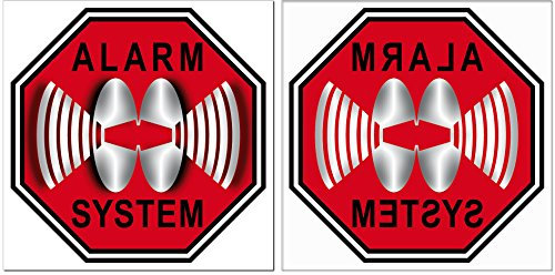 GreenIT Aufkleber Sticker 5cm Warnung Hinweis Stop Alarm System gesichert für Innenseite Fenster Scheibe (1)