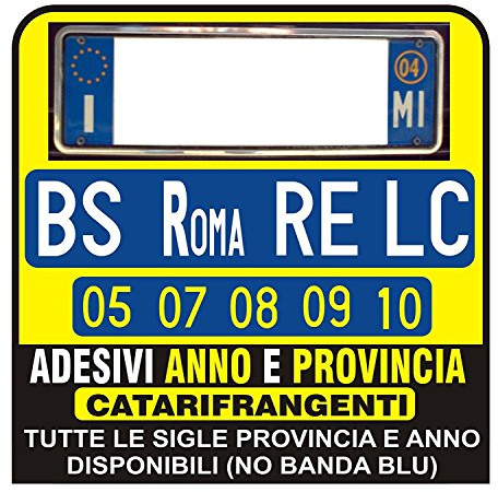 ADESIVI per Targa AUTO ANNO E/O PROVINCIA RIFRANGENTI (PROVINCIA)
