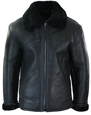 Infinity Leather Herren Lederjacke 100% Echtleder Schaffell Reißverschluss Piloten Stil Schafsleder Jacke