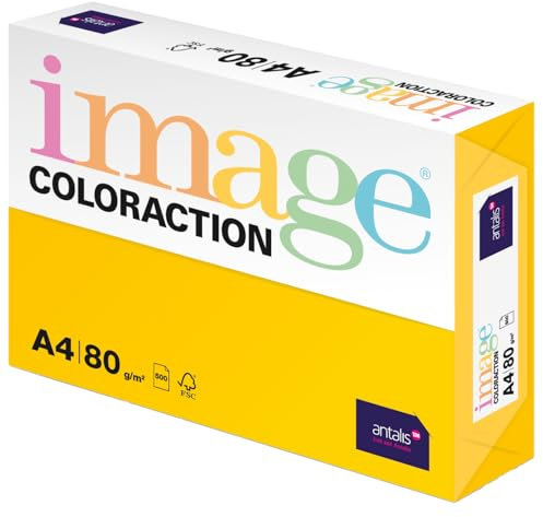 Image Coloraction Sevilla - farbiges Kopierpapier - DIN A4, 210 x 297 mm, 80 g/m² - buntes, holzfreies Druckerpapier für Kopierer - 500 Blatt - Sonnengelb