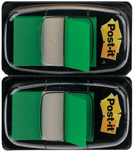 Post-it Index Haftstreifen, Standard, Grün, 25.4 mm x 43.2 mm, 50 Haftstreifen pro Spender, 2 Spender - Für Dokumente und Wichtige Informationen