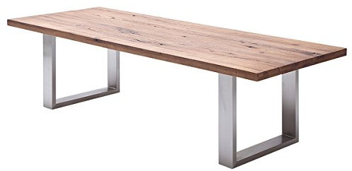 möbelando Esszimmertisch Holztisch Esstisch Küchentisch Tisch Massiv Küche Castello I (Eiche Bassano, 180x100 cm)