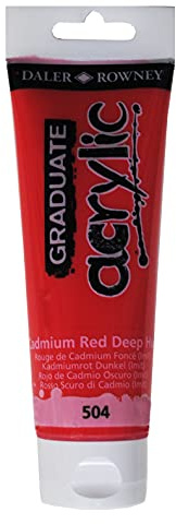 Daler-Rowney Graduate Acrylic Paint, Plastic Tube, 4oz - 120 ml, Cadmium Red Deep Hue