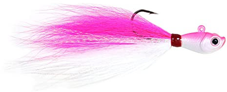 Sea Striker Unisex-Erwachsene Ssbtj Bucktail Jig Oz Holografische Augen Schwarz 227 ml, Nickel, rosa/weiß, 8 Ounce