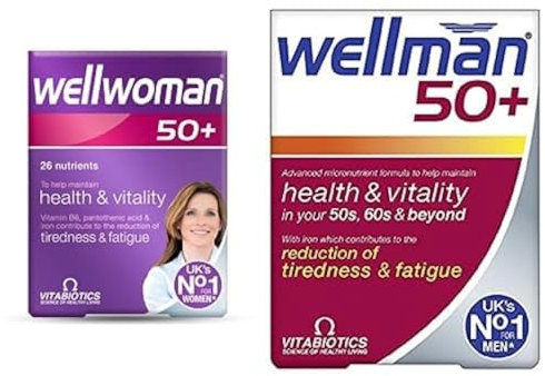 Vitabiotics Wellwoman 50+, 30 Tablets and Wellman 50+, 30 Tablets Bundle