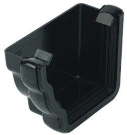 FLOPLAST REN1B Black Stopends - External: Left Hand REN1 for 110mm Niagara Ogee System