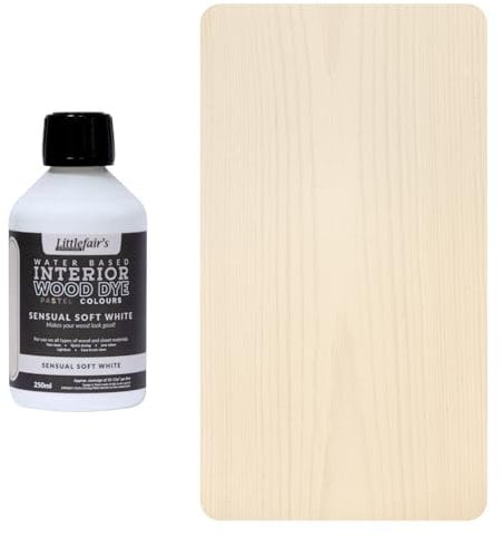Littlefair's Wood Stain Water Based - 250 ml - Indoor Furniture Stain Light & Dark Finishes - Special Non Toxic & Eco Friendly Formula - Wood Stain for Crafts - Colour: Sensual Soft White