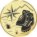 S.B.J - Sportland Pokal/Medaille Emblem, Motiv Wandern, Durchmesser 50 mm, Gold