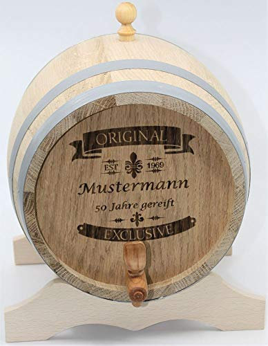 MAAJ 5 L WEINFASS MIT WUNSCHGRAVUR - Geschenk-Idee/WHISKYFASS/SCHNAPSFASS AUS EICHENHOLZ