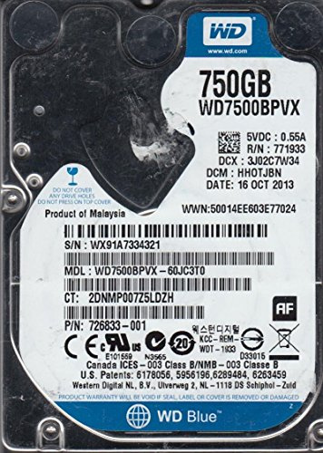 WD7500BPVX-60JC3T0, DCM HHOTJBN, Western Digital 750GB SATA 2.5 Hard Drive