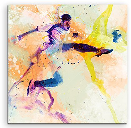 Paul Sinus Art 60x60cm Fußball I Wandbild SPORTBILD Aquarell Art bunte Farben